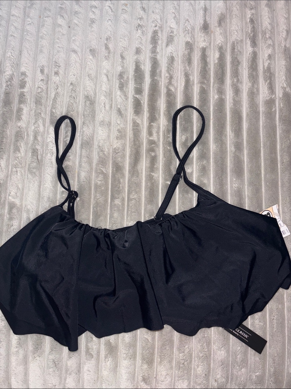 Black Ruffle Bikini Top size xl